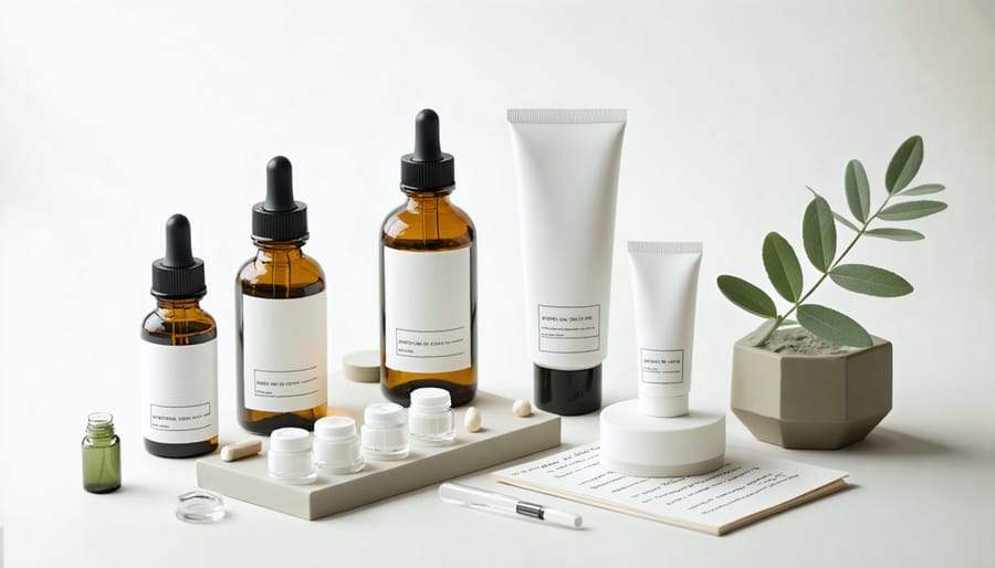Organized display of CBD beauty products with consultation materials