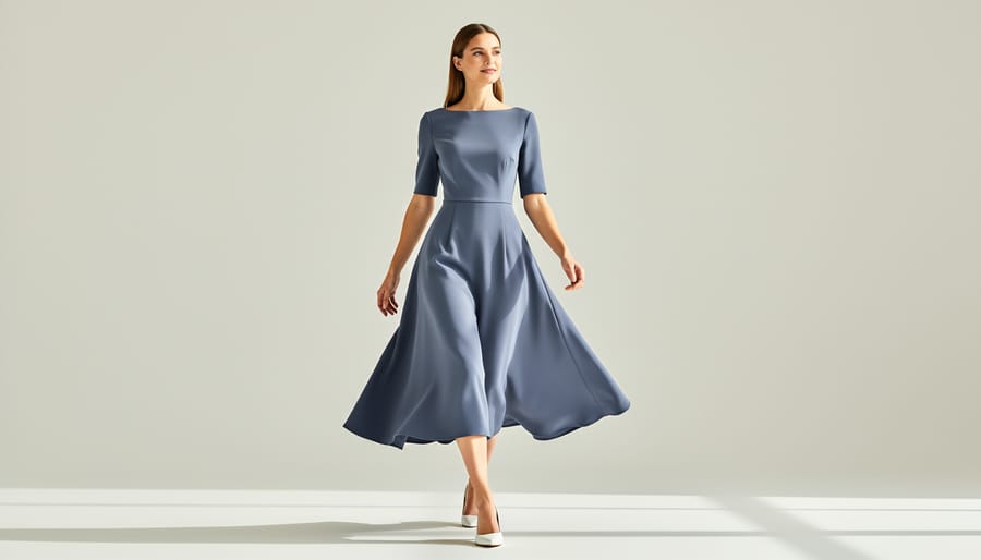 Bride wearing a minimalist A-line wedding dress with a bateau neckline